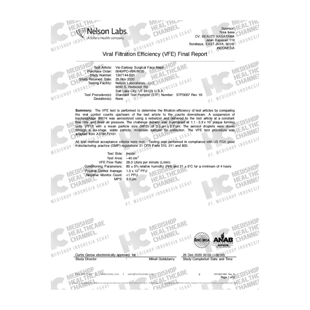 Masker medis Vio plus earloop isi 5's BFE 99,8 %