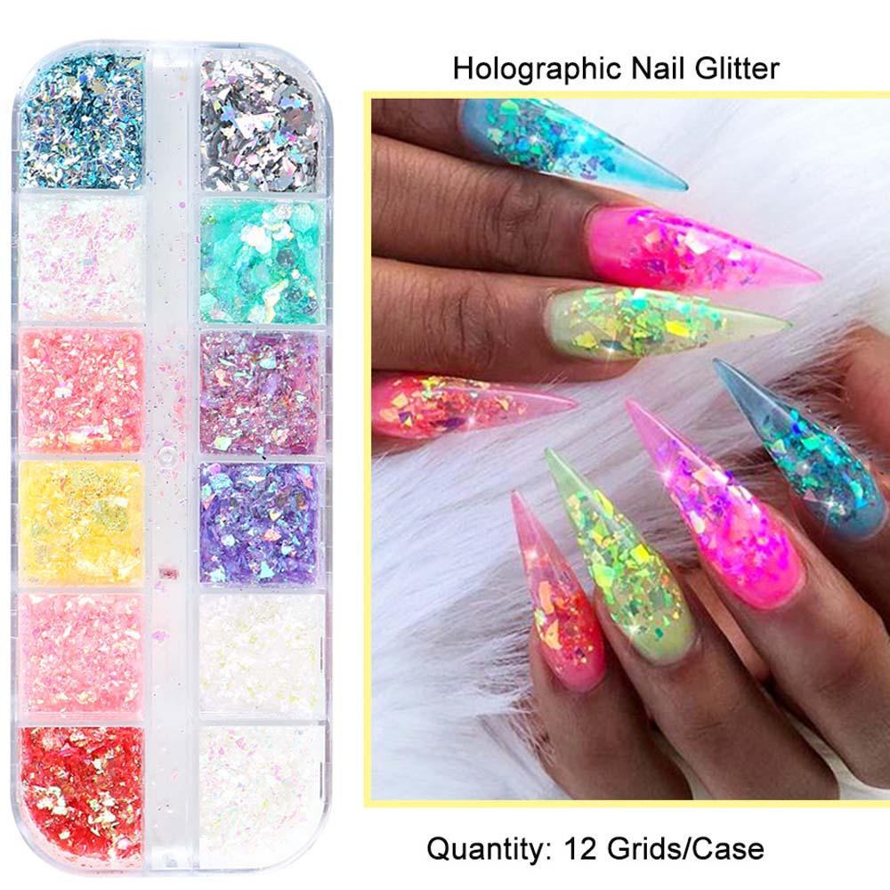 Mxbeauty Nail Art Sequin Warna-Warni Ultra-Tipis Laser Manicure Aksesoris