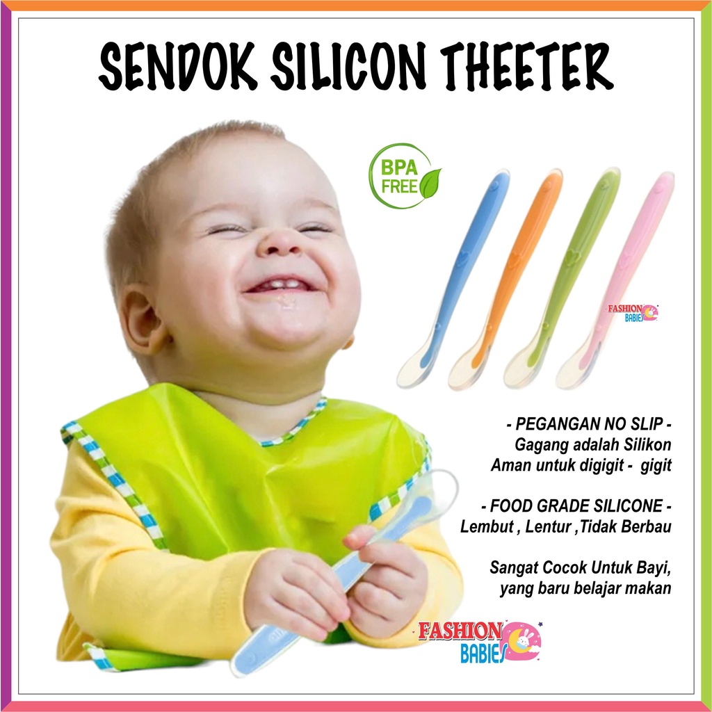 SENDOK SILICON TEETHER ALAT MAKAN BAYI | SENDOK SILICON FOOD GRADE ❤ Fashionbabies ❤