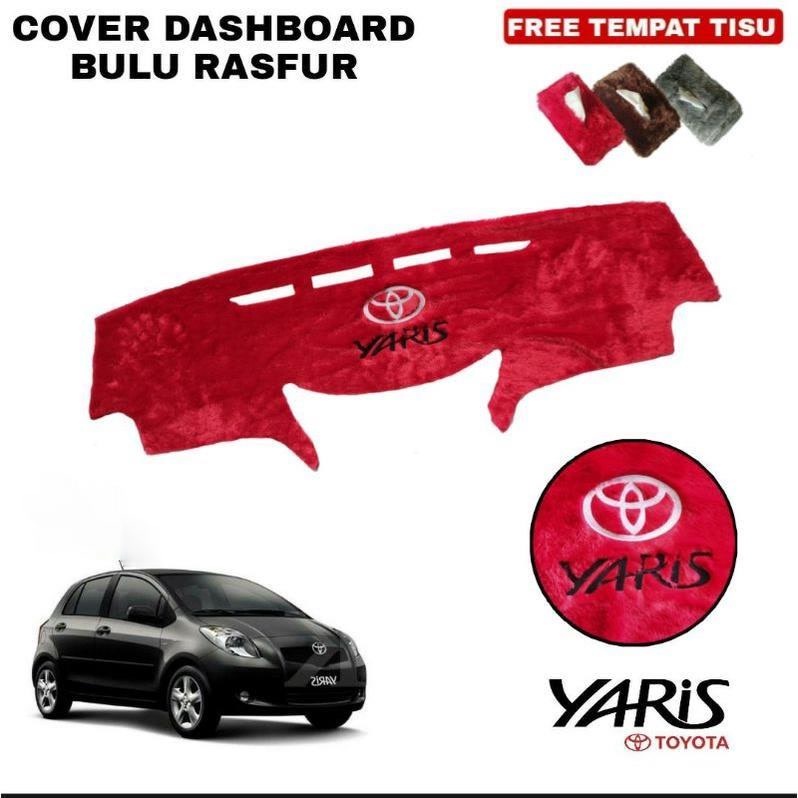 cover alas dashboard mobil bulu bordir 3D toyota yaris (gratis cover tempat tisu bulu)