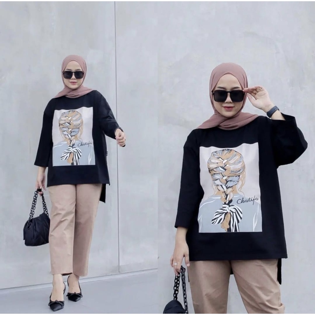 3 UKURAN L XL XXL SET CHATIFA FASHION PAKAIAN WANITA SETELAN ATASAN DAN CELANA BABYTERRY MR