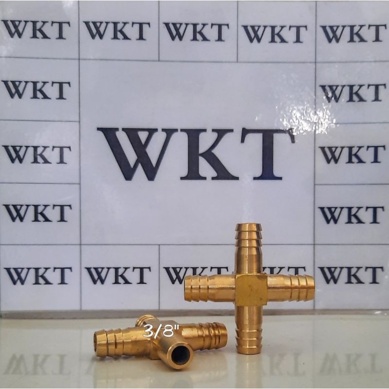 Nepel selang palang 3/8"/ cabang 4 kuningan/brass