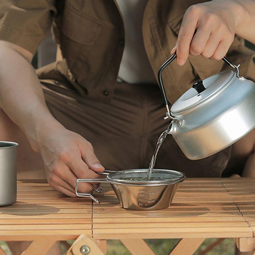 Lanfy Saringan Jaring Peralatan Makan Piknik Hand Held Cooking Utensils Peralatan Camping Saringan Minyak Outdoor Camping Net Bowl Strainer