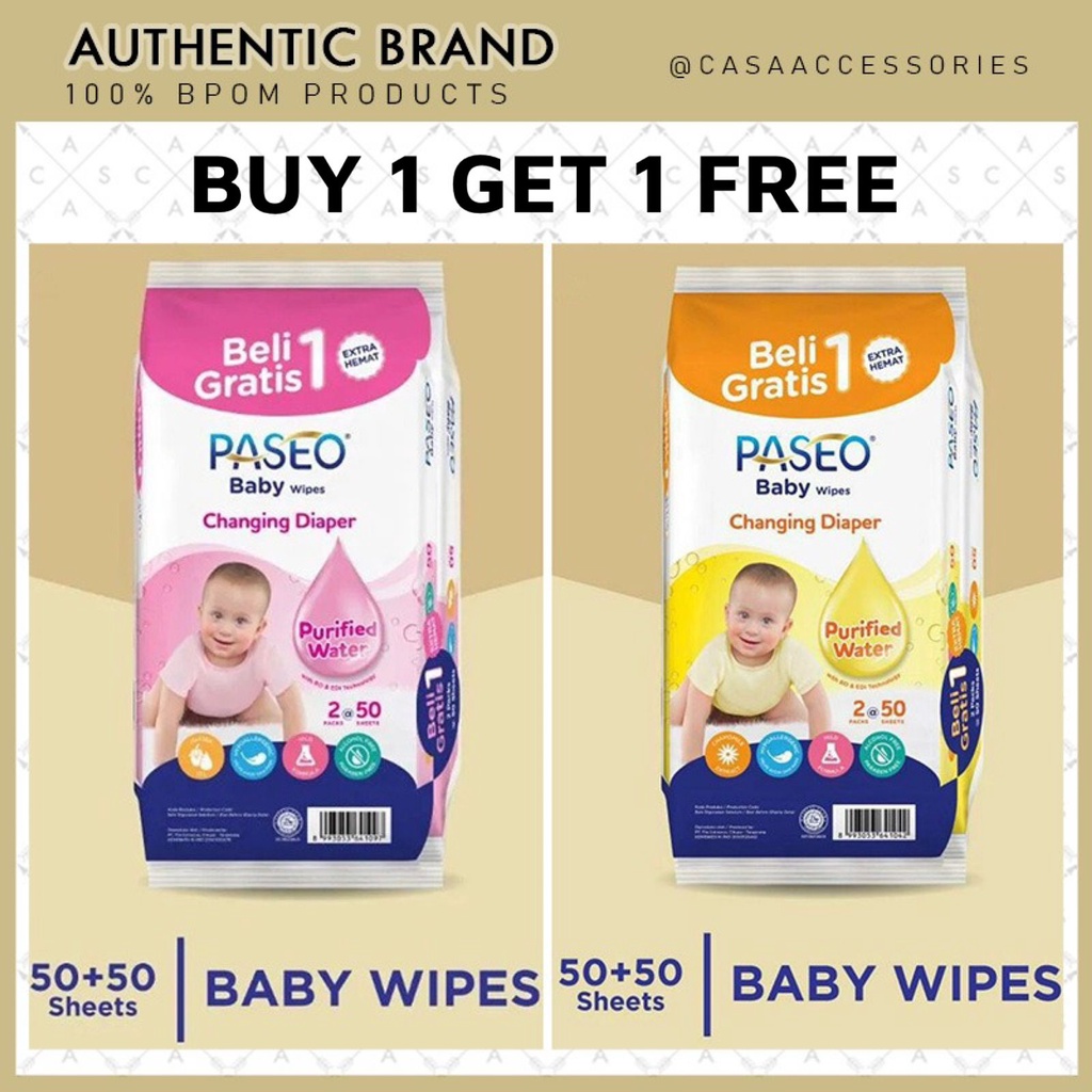 Paseo Tissue Tissu Tisu Basah Bayi / Baby Wet Wipes [ISI 2 PACKS]