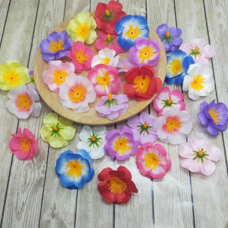 Bunga Hias Plastik Bijian Bunga Sakura Mekar Mini ECER Kuntum Bunga Sakura Rustik Bunga Sakura Imiti
