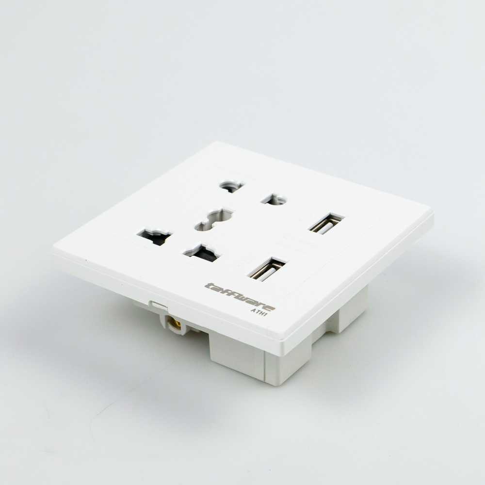 TD - SKT Taffware Stop Kontak Universal UK EU US &amp; 2 USB Port - ATH1