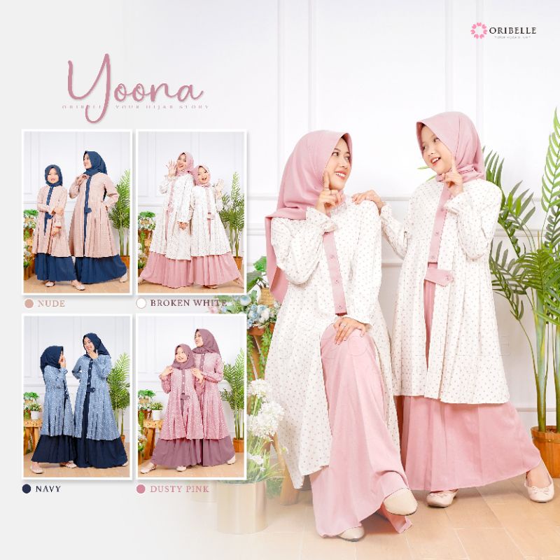 YOONA BY ORIBELLE KIDS ORIGINAL ONE SET TUNIK SKIRT BLOUSE Gamis couple mom kids Setelan Kulot Baju 