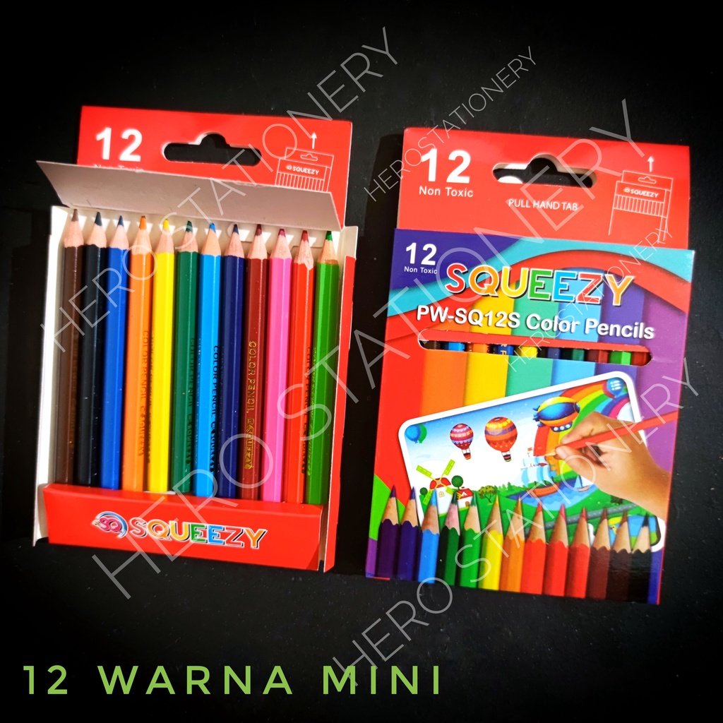 

Squeezy pensil warna color pencil mini ekonomis 12 warna