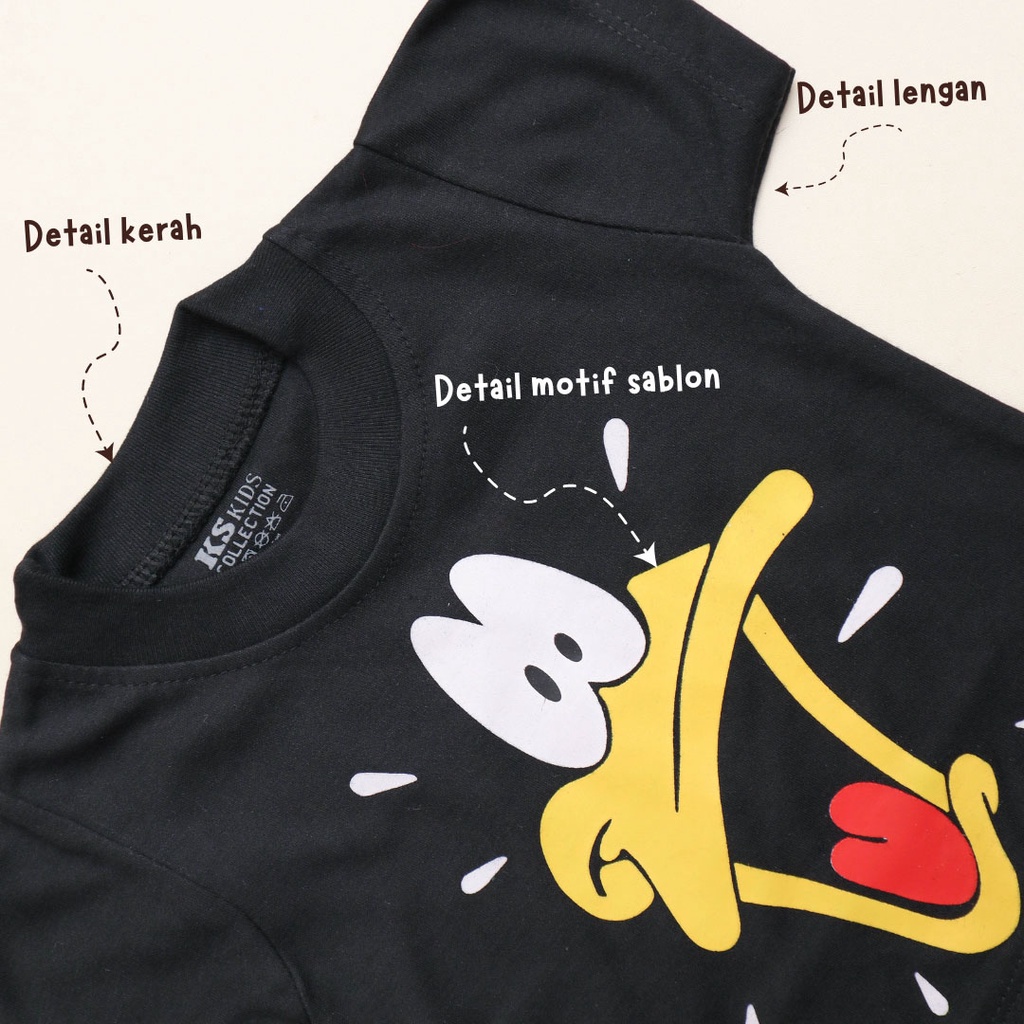 KS Kids Motif Yellow Duck / Setelan Baju Celana Bayi Anak Laki-laki Cowok Usia 3-12 Bulan