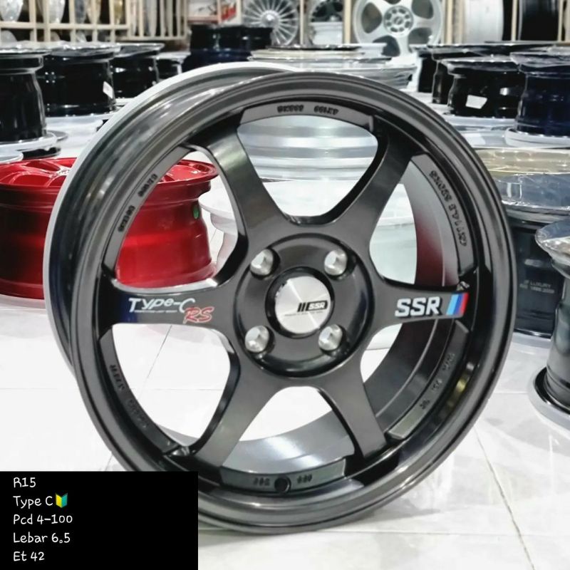 velg racing mobil ssr type c rs ring 15 lebar 6,5 pnp jazz yaris mobilio brio agya ayla calya sigra 