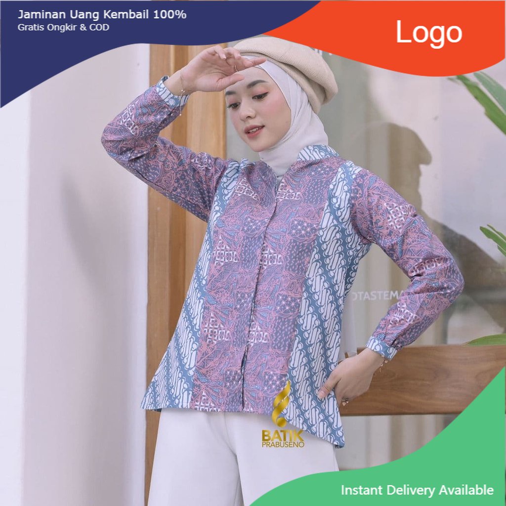 Atasan tradisional wanita Batik Prabuseno Original motif NILASARI Blouse Batik Wanita Lengan Panjang