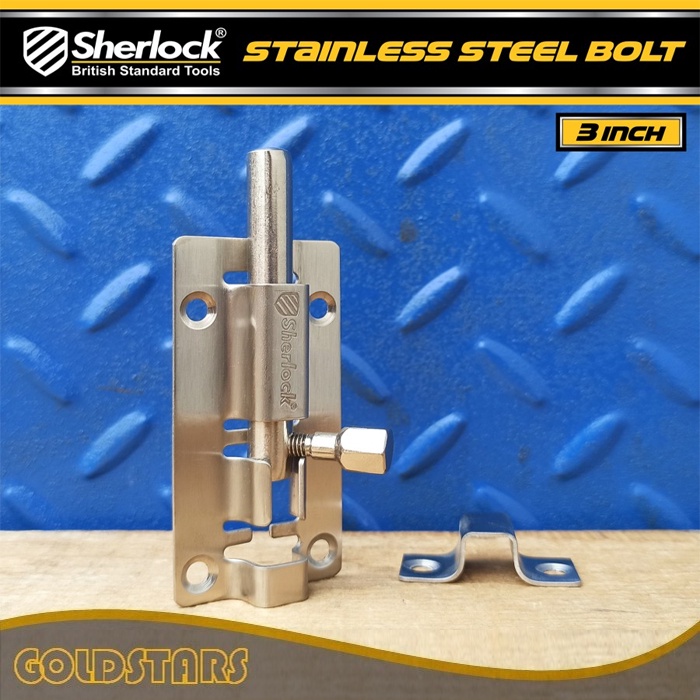 Grendel Slot Kunci Pintu 3 inch Sherlock Stainless Steel