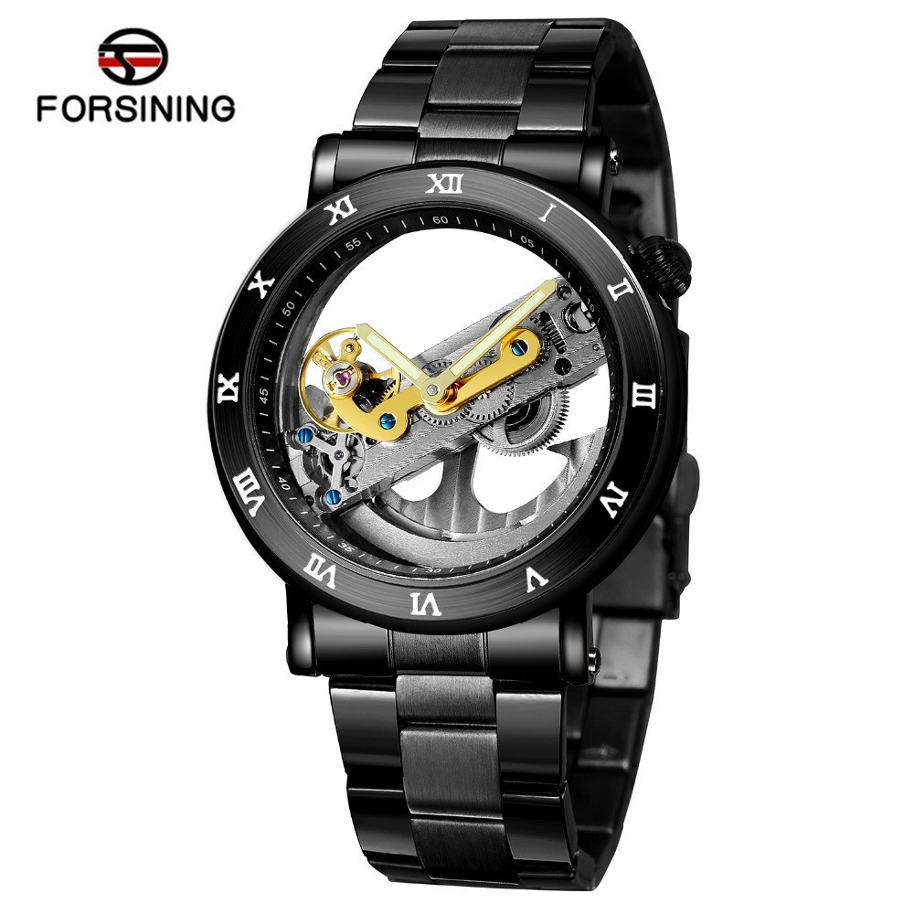 negeri penjualan panas forsining dan Amerika desain pria fashion kasual tourbillon jam tangan mekani