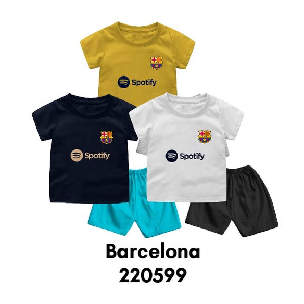 Baju Bola Anak Laki Laki Setelan Bola Anak Laki Laki Liga Spanyol Usia 6 Bulan Sampai 8 Tahun Bahan Katun Combed 30s