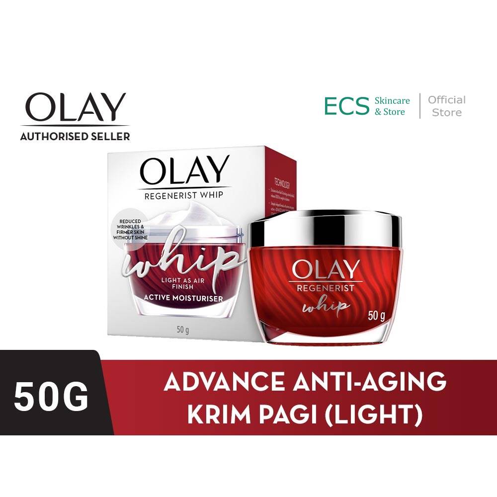 Olay Regenerist WHIP Day UV &amp; Night Cream Active Moisturizer Anti Aging Skincare 50g / 10gr - Krim Pelembab Regeneris DAy SPF 30 PA Night Cream / Krim Pagi Siang Malam