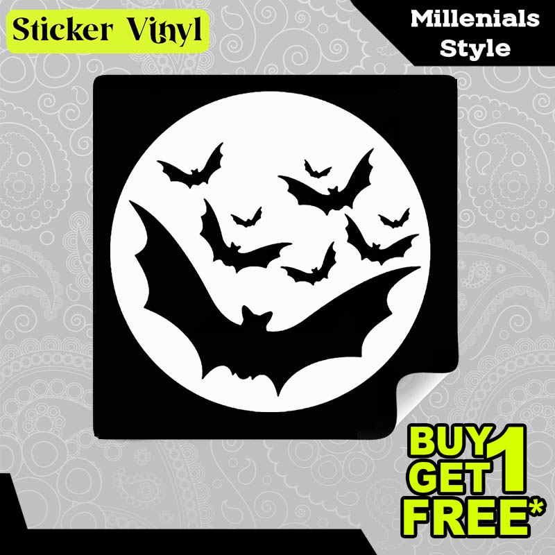 

Stiker Sticker Bat And Moon Gambar Unik Desain Keren dan Kekinian Aesthetic Bahan Vinyl Satuan Anti Air