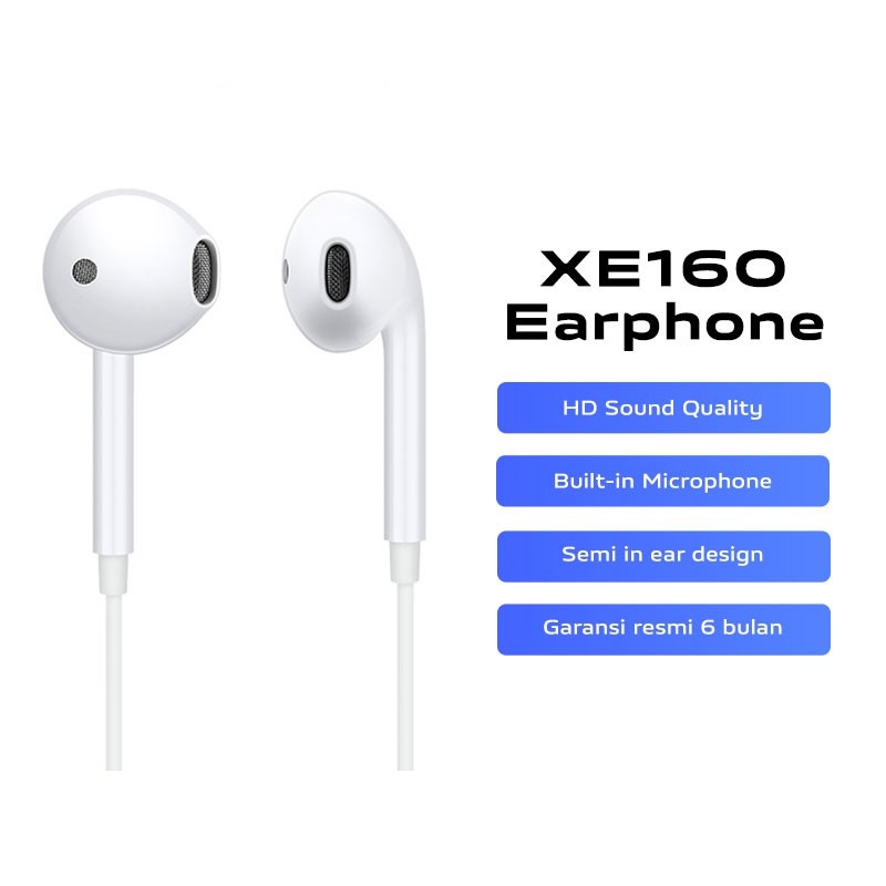 vivo XE160  Earphone  Jaminan resmi 100%, dukung COD headset berkabel