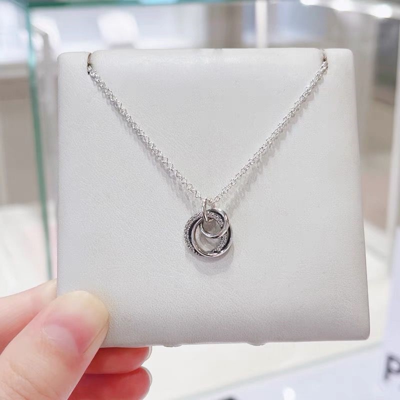 Pandora Kalung 925 Silver Dengan Liontin Bentuk Hati Kubik Zirkonia Untuk Wanita