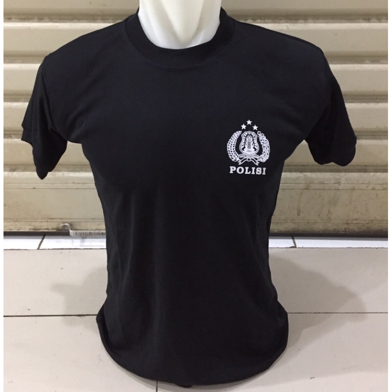 kaos hitam polisi/kaos polisi hitam lengan pendek/kaos rambo hitam polisi/kaos polri hitam lengan pe