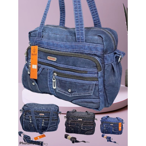 Tas slempang wanita bahan jeans denim tebal