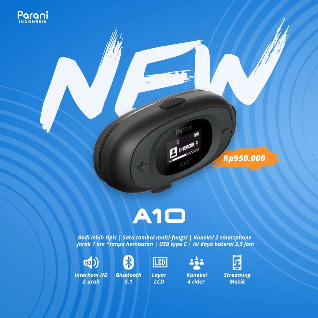 PARANI A10 BOOM & WIRED INTERCOM HELM ORIGINAL GARANSI RESMI