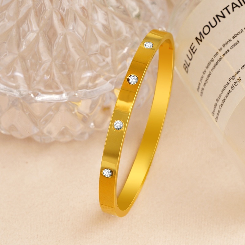 Goldkingdom Perhiasan Fashion 24K Bangkok Aksesoris Ready Stock Ins All-match Gelang Minimalis Dengan Berlian Populer Adjustable Gelang Untuk Wanita