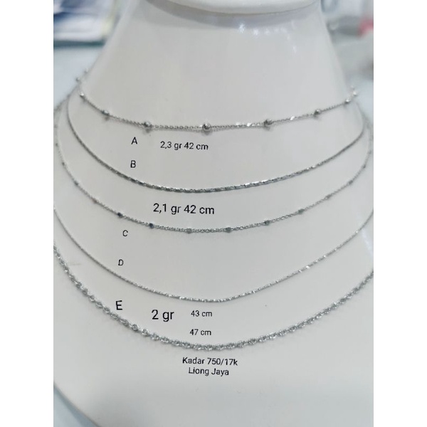 Kalung Emas Putih kadar 750/17k