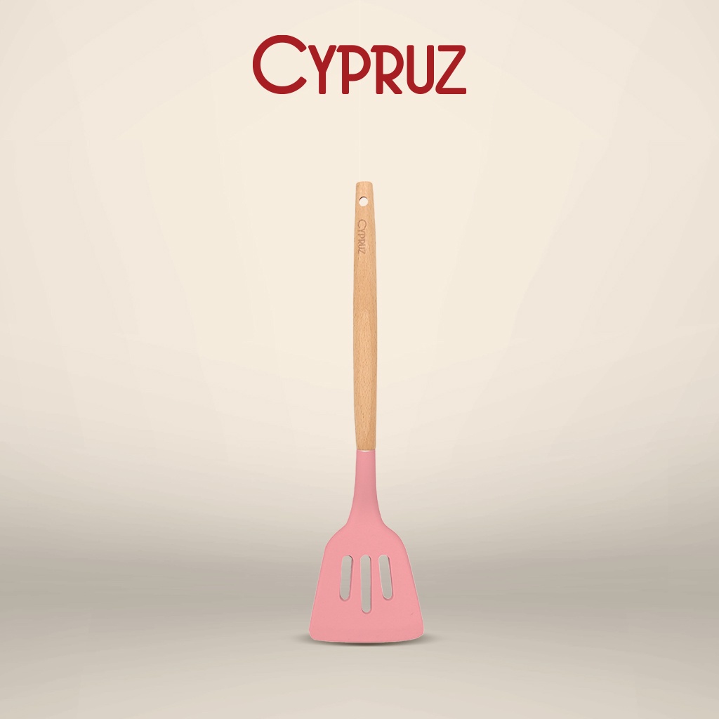 Cypruz Spatula Lubang / Slotted Turner Silicone Pink AM-0931-PK