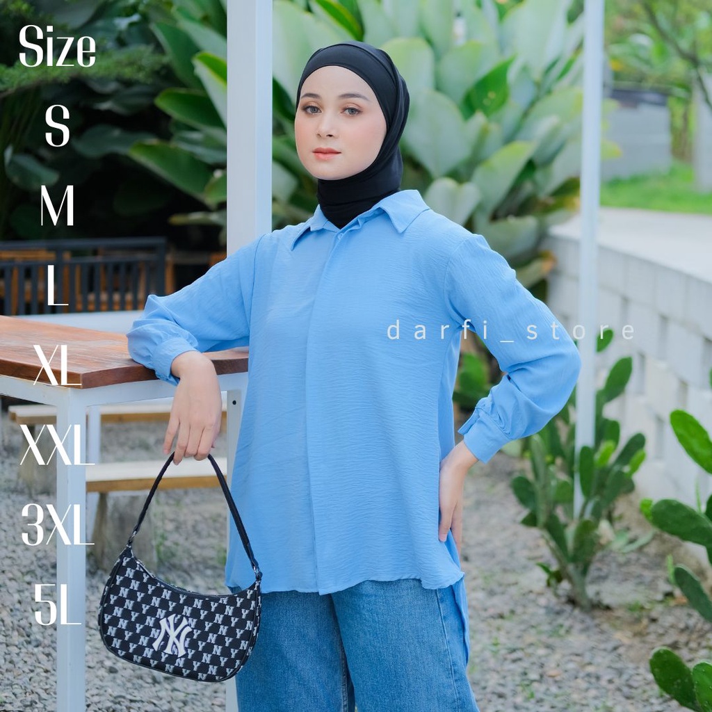 OFEELIA SHIRT - Ukuran S M L XL XXL 3XL 5L - Atasan Wanita Jumbo - Blouse Big Size - Blouse Over Size