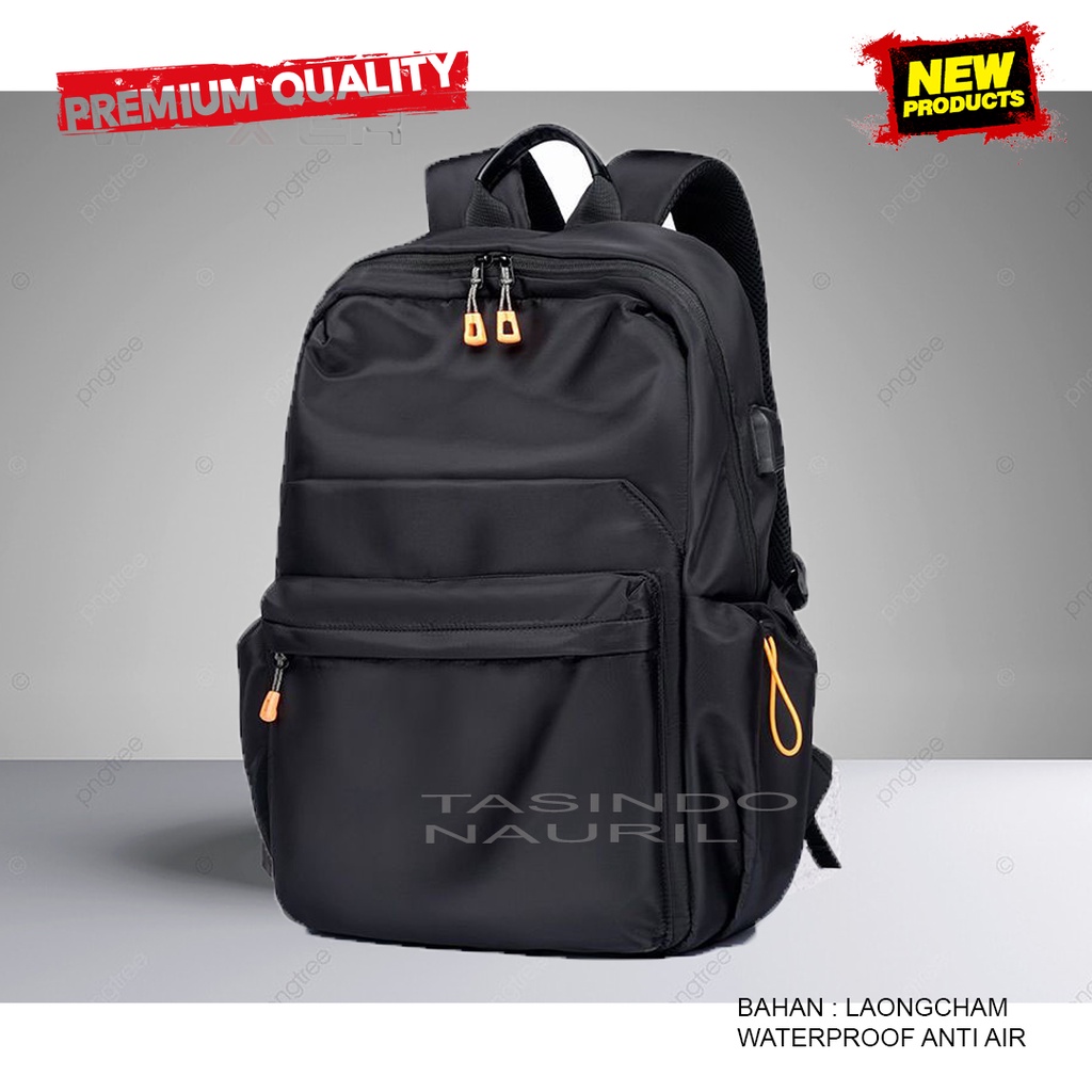 Tas Ransel Laptop Backpack Waterproof Usb Port distro bagpack gendong pria wanita sekolah bahan Laongcmah Anti air