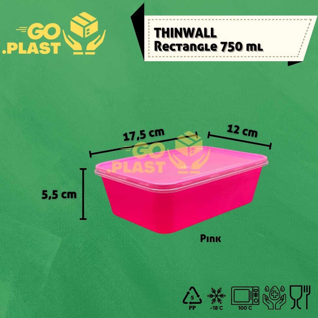 THINWALL 750 ML WARNA / KOTAK MAKAN PLASTIK 750 ML WARNA ISI 12PCS