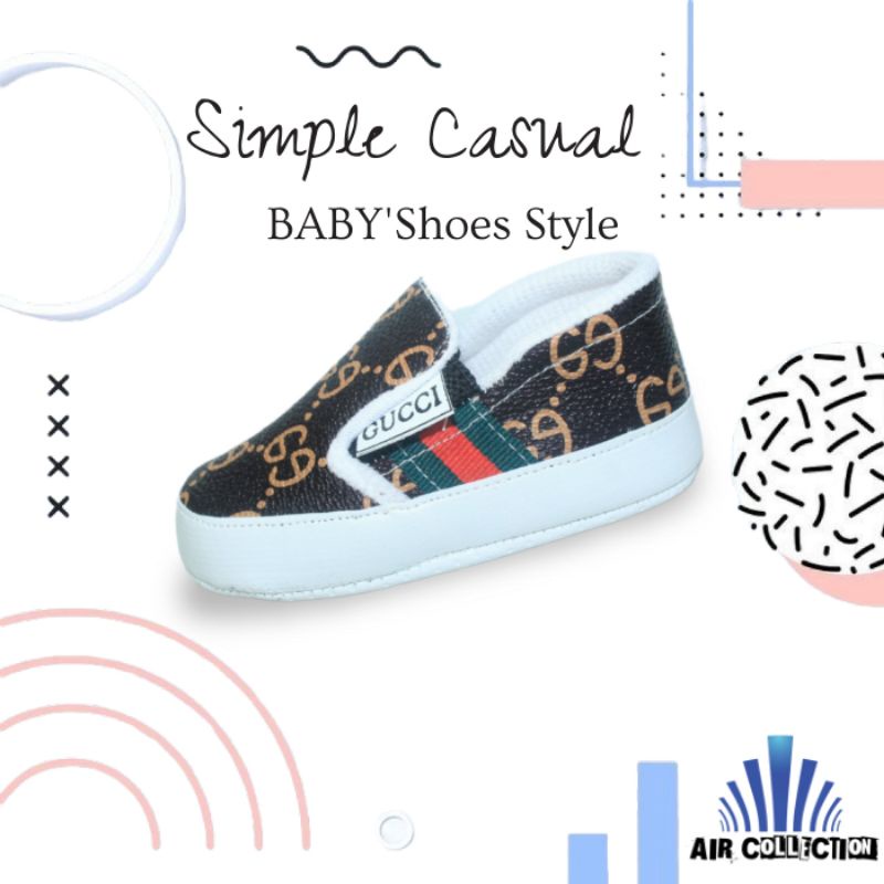 Sepatu Bayi Perempuan Laki-laki Umur 0 3 6 9 12 Bulan GG Slip-On Baby Belajar jalan - Air Collections