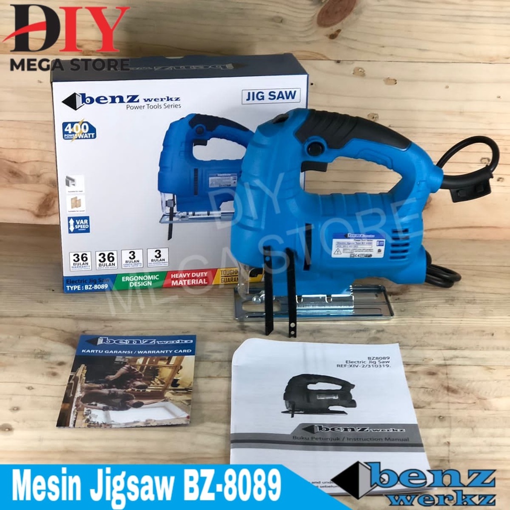 BENZ WERKZ Mesin Gergaji Jigsaw GRATIS 2 Mata Besi Kayu Mesin Potong Kayu Besi Jigsaw 65mm Electric 