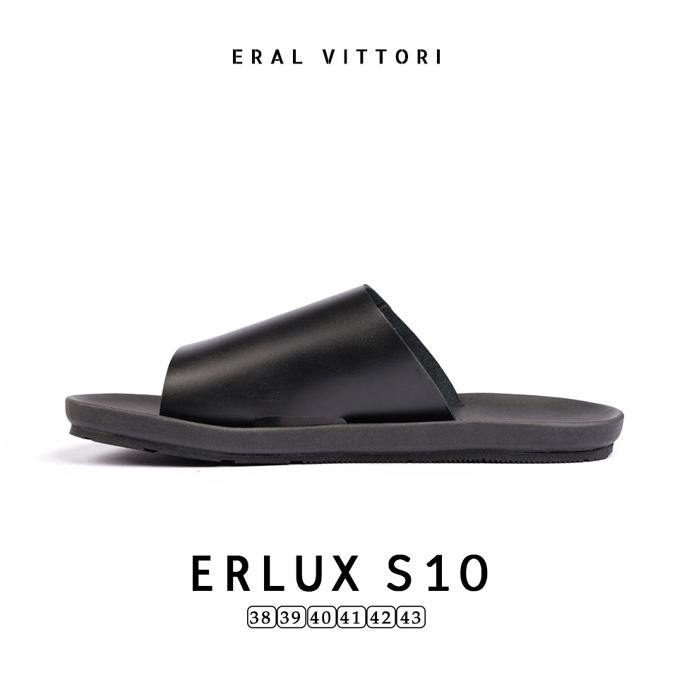 Eral Vittori - Erlux S10 Sandal Pria Kulit Harian Santai Hitam