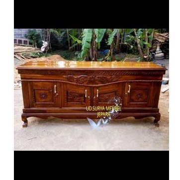 Meja konsol tv rak lemari almari ukir meja tv kayu jati ukir Jepara