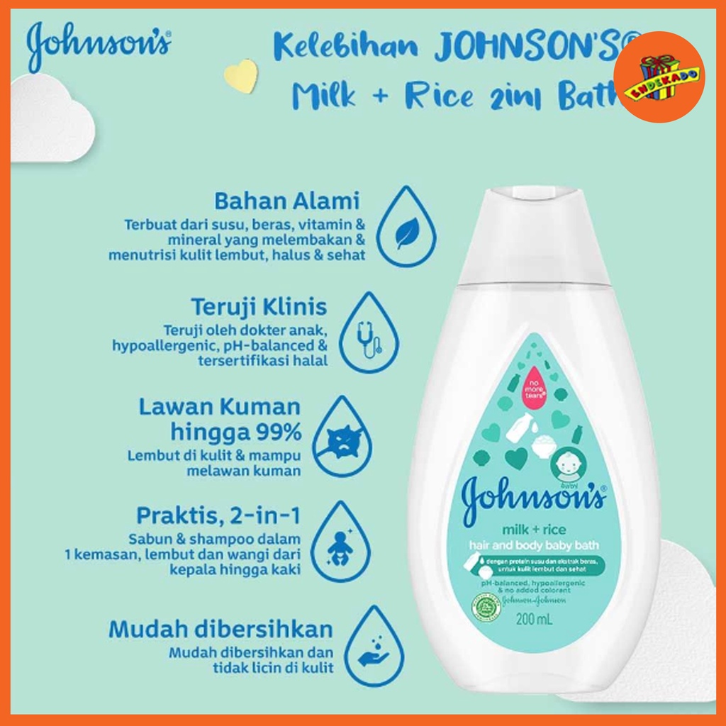 Johnson's Milk+Rice Hair and Baby Bath Sabun Bayi