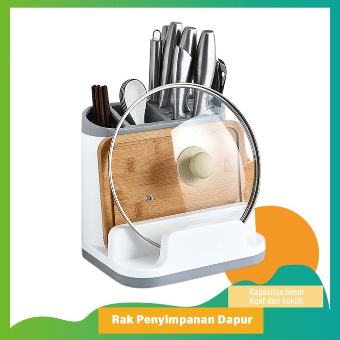 RAK DAPUR Rak Peralatan Makan E10 Rak Dapur Tempat Sendok/Pisau/Talenan/Sumpit - Abu-abu minimalis s