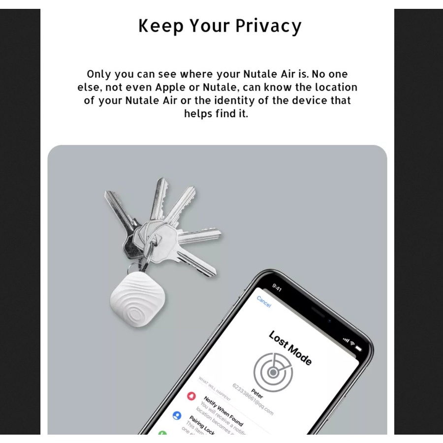 Nutale Air Bluetooth 5.2 Anti Lost Device Smart key Finder Airtag