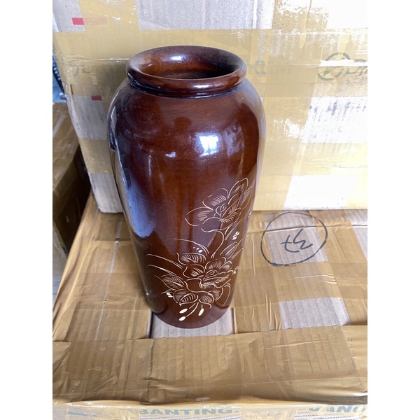 VAS BUNGA KAYU JATI UKIRAN MOTIF