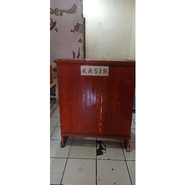meja kasir kayu