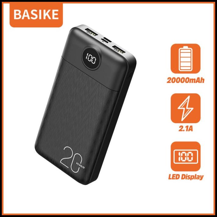Powerbank 20000Mah Basike Asli Masukan Dan Keluaran Ganda