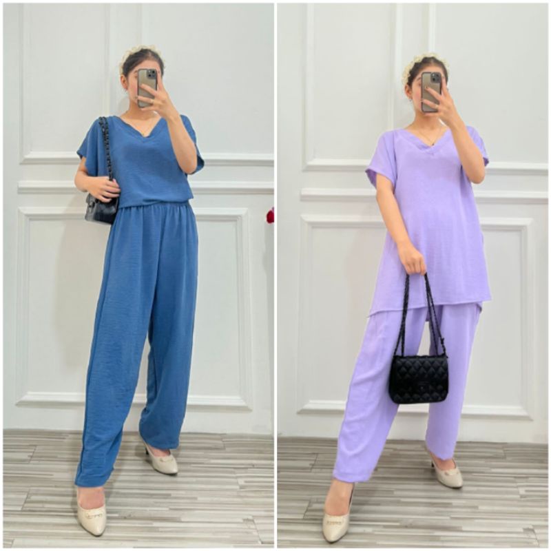 BISA COD AZKIYAHIJAB29 DAISHA SET ONESET CRINCKLE CRINGKLE AIRFLOW SETELAN PENDEK POLOS SETCEL OVERS