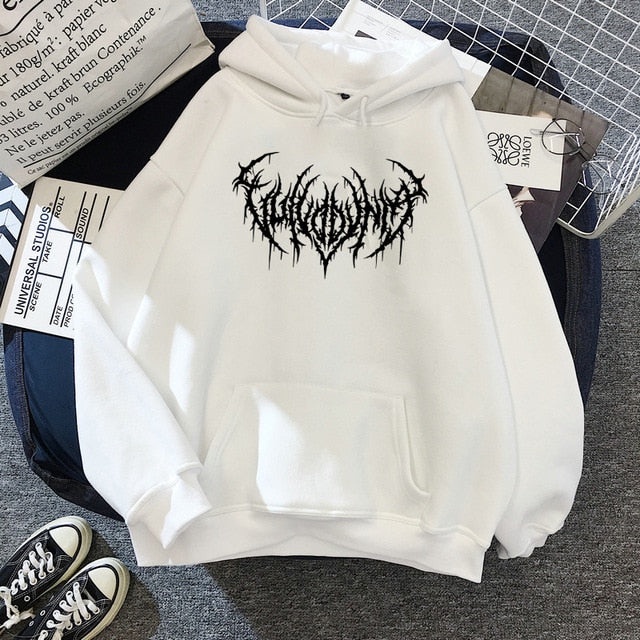 Metal Unity Jumper Hoodie II Sweater Hoodie Music Rock II Sweter Oblong Topi II SIZE M - XL ( Pria & Wanita / Anak & Dewasa )-Putih