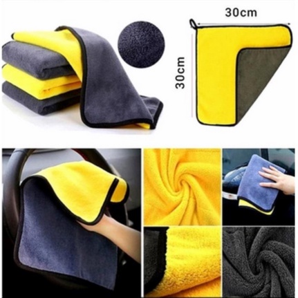 Kain Lap Mobil Microfiber 30cm x 30cm Murah / Kain Lap Mobil 2 Warna Tebal / Lap Microfiber Premium / Lap Kaca Meja Lembut Serap Air / Lap Handuk Mudah Menyerap