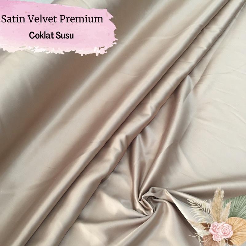Kain Satin Silk Saten Furing Kebaya Seragam Bridesmaid Velvet Premium Warna Cokelat Susu Coksu Cokel