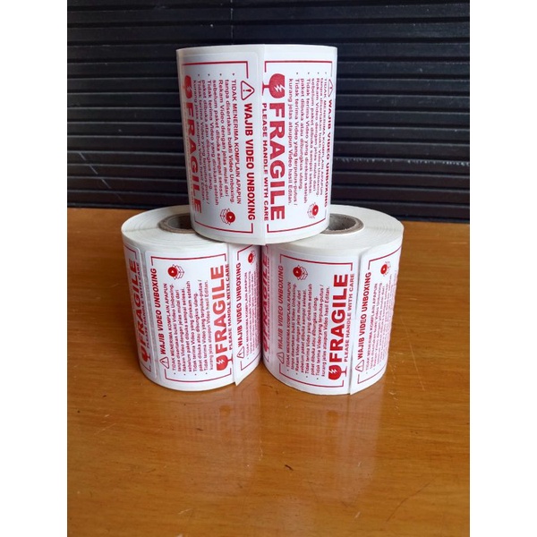 

Label sticker FRAGILE wajib vidio unboxing online shop 70x40mm