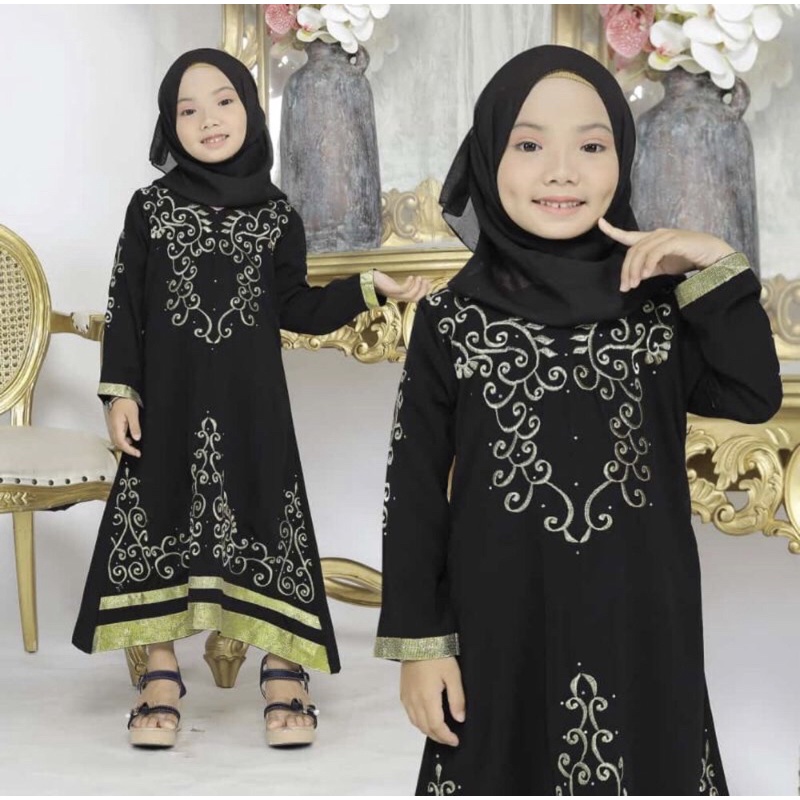 GAMIS SYARI ABAYA BORDIR ANAK MUMBAI 020 PLUS PASMINA