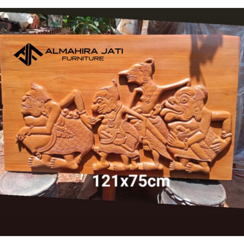 Hiasan Dinding Ukiran Relief Dari Kayu Jati Perhutani