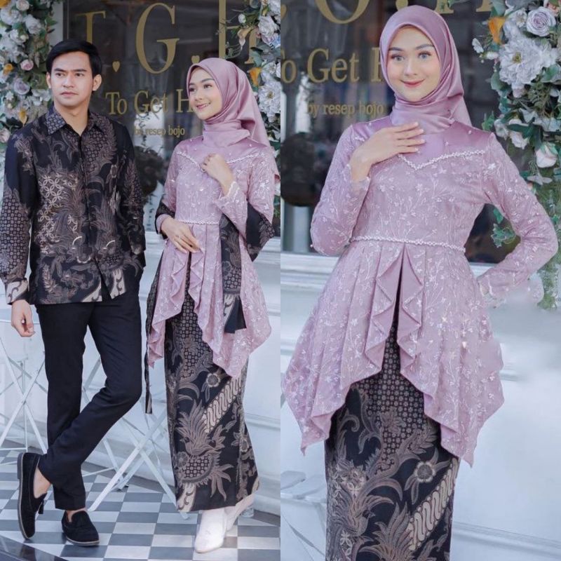 BATIK OFFICIAL || NEW ARIVAL SET BATIK COUPLE AQIYA Set Couple Kebaya Batik Kebaya Laffeya Warna Rose Acara Nikahan Wisuda Tunangan Modern Lamaran Terbaru Kekinian widbatik akt.shoop