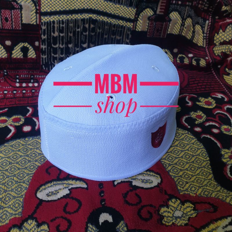 Kopyah Malaysia Putih  Peci Putih Songkok Putih Malaysia Logo Merah
